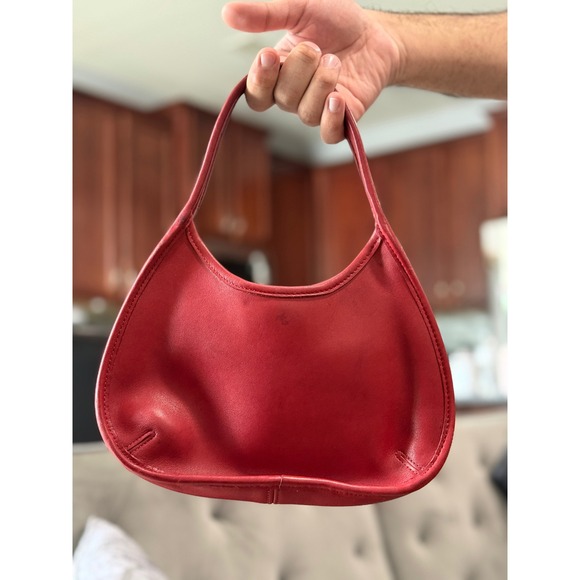 Coach RARE MINI 9027 Cherry Red Leather Ergo Shoulder Bag - Picture 2 of 11